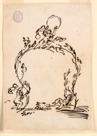 Tegning, skisse av en kartusj, 1760–80 av Carlo Marchionni