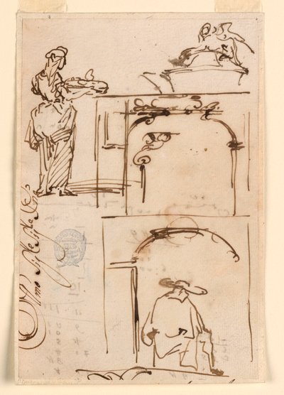 Tegning, skisser, 1725–50 av Carlo Marchionni