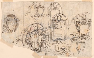 Tegning, skisser, 1740–58 av Carlo Marchionni