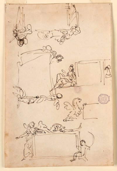 Tegning, skisser for et nettbrett, ca. 1750 av Carlo Marchionni