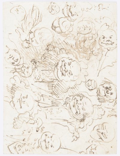 Tegning, studier av hoder, 1760–80 av Carlo Marchionni