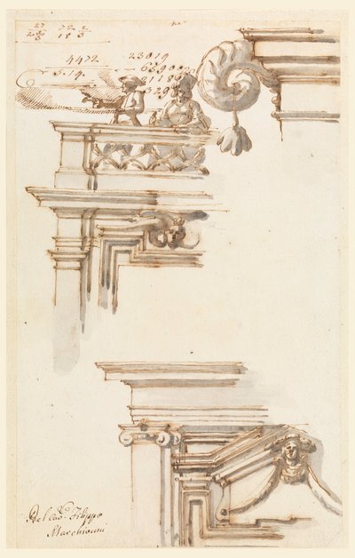 Tegning, to dørkarmer, 1750–75 av Carlo Marchionni