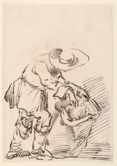 Tegning, Arbeidende bonde, 1728–78 av Carlo Marchionni