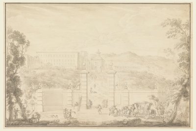 Utsikt over et kloster som får besøk fra flotte mennesker av Carlo Marchionni