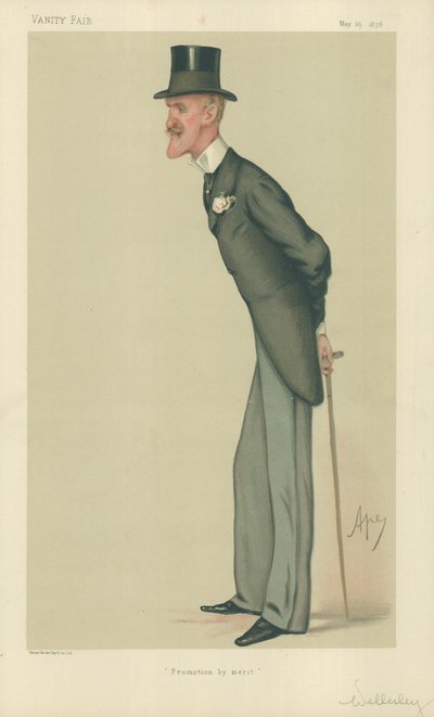 Oberst The Hon Frederick Arthur Wellesley, Promotion by merit, 25. mai 1878, Vanity Fair tegneserie av Carlo Pellegrini