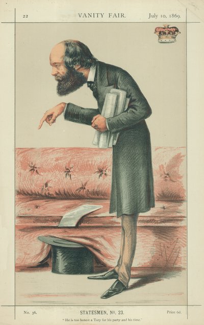Marquis of Salisbury, Han er en for ærlig Tory for sitt parti og sin tid, 10. juli 1869, Vanity Fair tegneserie av Carlo Pellegrini