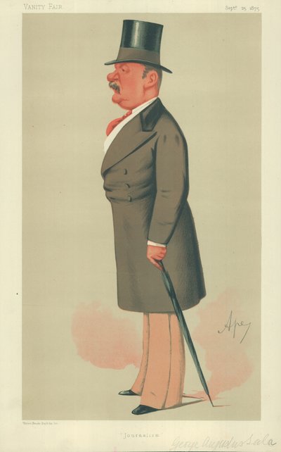 Mr George Augustus Sala, Journalism, 25. september 1875, Vanity Fair tegneserie av Carlo Pellegrini