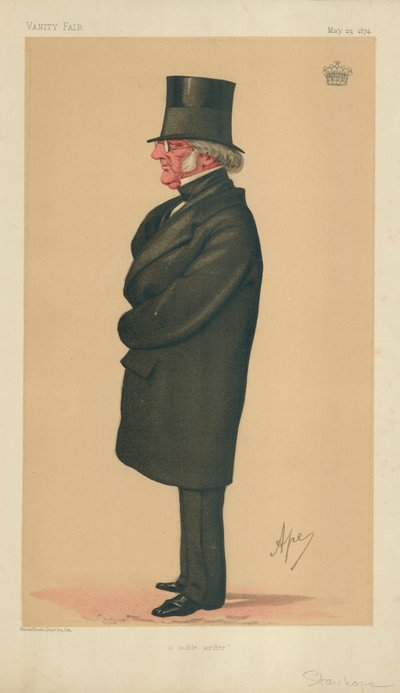 Philip-Henry Stanhope Stanhope, A Noble Writer, 23. mai 1874, Vanity Fair tegneserie av Carlo Pellegrini