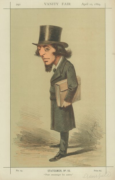 Rt Hon James Stansfeld, Å oppmuntre andre, 10. april 1869, tegneserie Vanity Fair av Carlo Pellegrini