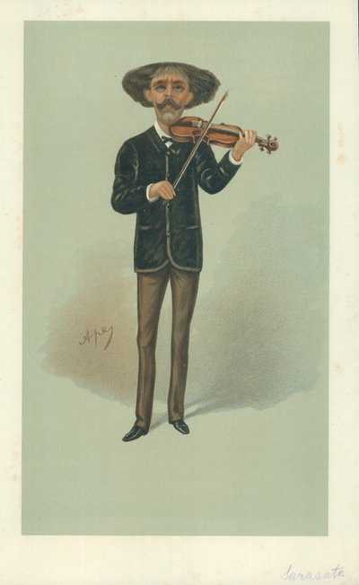 Senor Pablo Martin Meliton Sarasate, 25. mai 1889, tegneserie Vanity Fair av Carlo Pellegrini