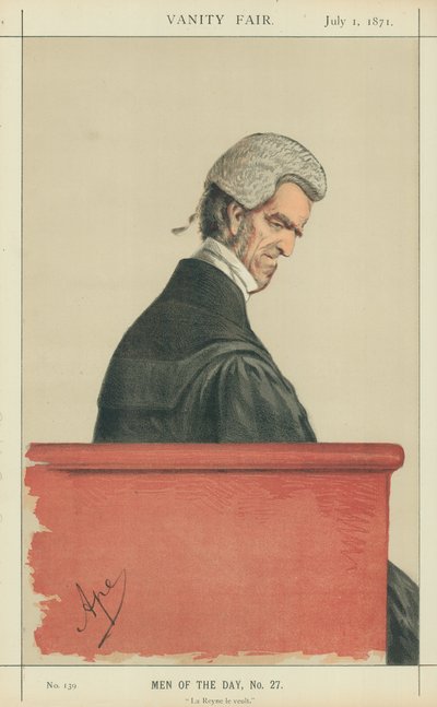 Sir John George Shaw-Lefevre, La Reyne le veult, 1. juli 1871, tegneserie Vanity Fair av Carlo Pellegrini