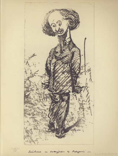 Swinburne on Blotting Paper (karikatur av den engelske forfatteren Algernon Charles Swinburne) (litho) av Carlo Pellegrini