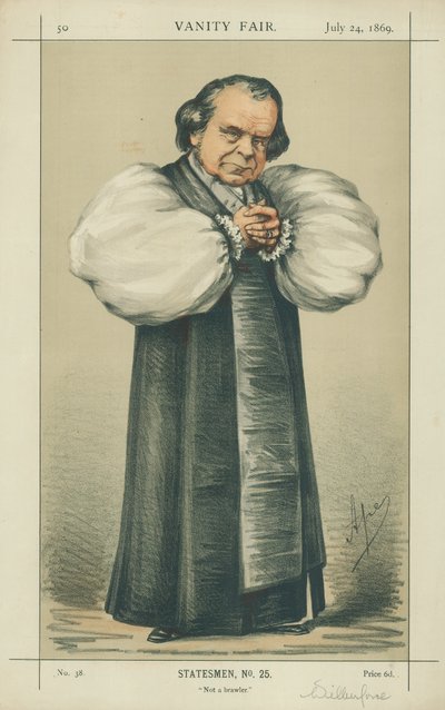 The Bishop of Oxford, Not a brawler, 24. juli 1869, Vanity Fair tegneserie av Carlo Pellegrini