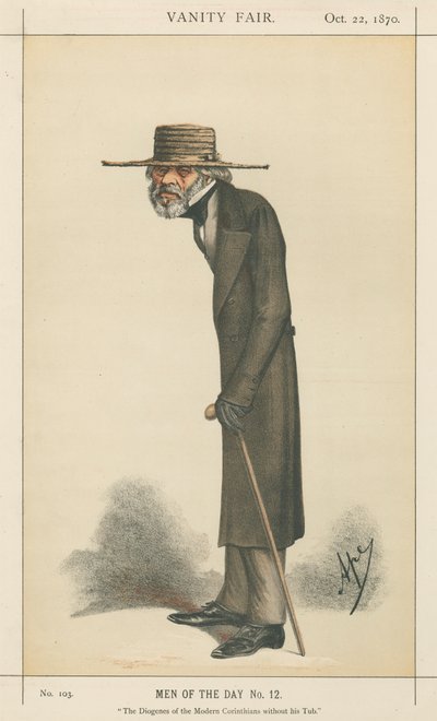 The Diogenes of the Modern Corinthians uten badekaret hans, Thomas Carlyle (Vanity Fair-serien) av Carlo Pellegrini