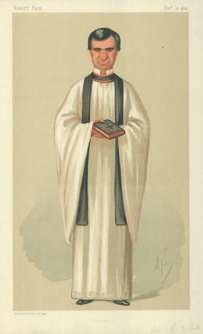 The Rev Henry White, Prayers, 26. desember 1874, Vanity Fair tegneserie av Carlo Pellegrini