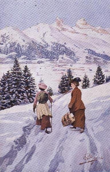 To kvinner som går i snøen nær Tour d