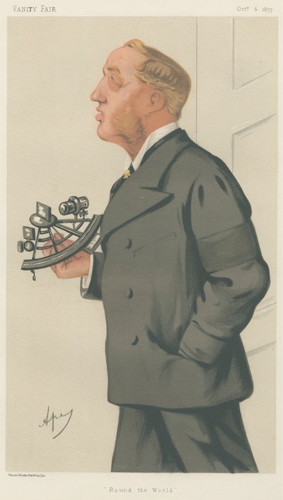 Vanity Fair: Yachting Devotees; 'Jorden rundt', herr Thomas Brassey, 6. oktober 1877 av Carlo Pellegrini