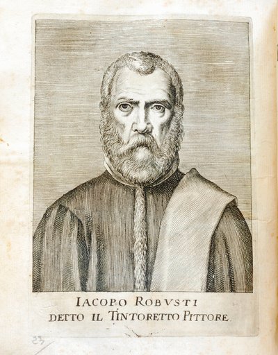 Portrett av Jacopo Robusti dit le Tintoret (Tintoretto) (1518-1594) Italiensk maler Gravering fra "Maraviglie dell