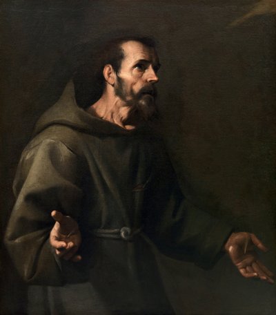 Saint Francis mottar Stigmata, ca 1611. av Carlo Sellitto