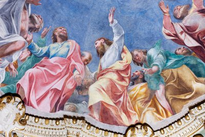 Den hellige ånds nedstigning på de tolv apostler (detalj), ca. 1575 av Carlo Urbino