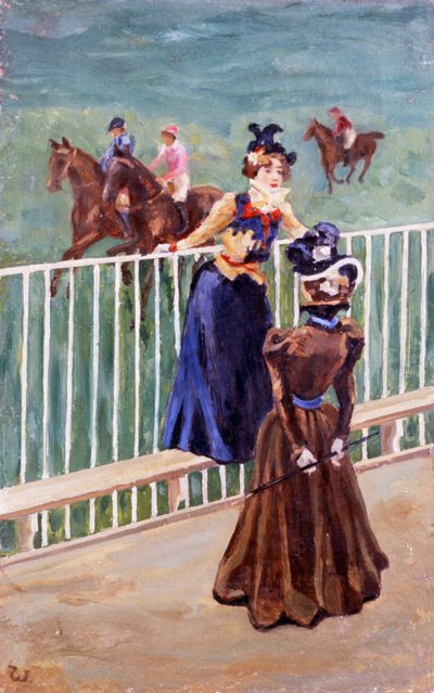 Paris, på veddeløpsbanen, av Carlo Wostry (1865-1943), olje på lerret, 55x35 cm av Carlo Wostry