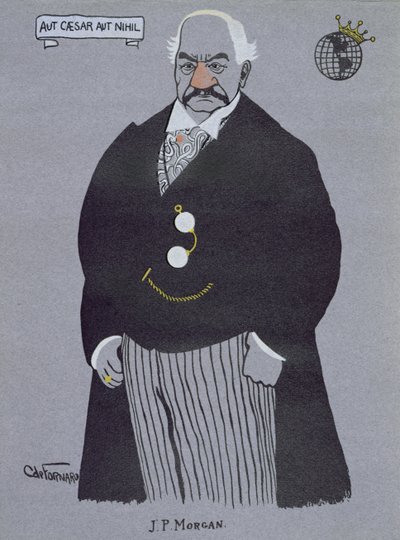 Karikatur av John Pierpont Morgan (1837-1913), fra "Millionaires of America" av Carlo de Fornaro