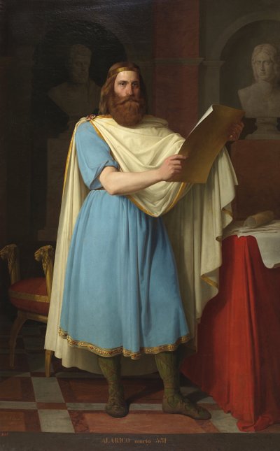 Portrait du roi wisigoth Alaric II (484-507) (Visigothic King Alarik, Alarich og Alarico II) Maleri av Carlos Maria Esquivel y Rivas (1830-1867) 1856 Palais de las Cortes, Madrid av Carlos Maria Esquivel