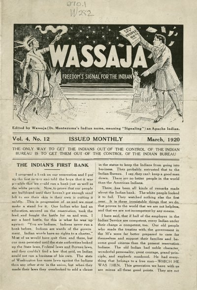 Utgave av Wassaja, bind. 4, nr. 12 av Carlos Montezuma