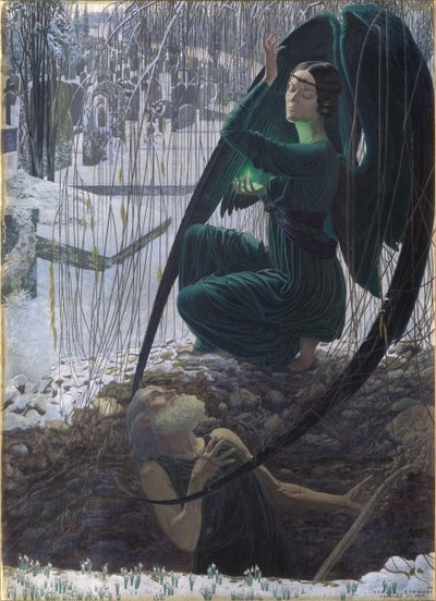 Gravgraverens død 1895-1900 av Carlos Schwabe