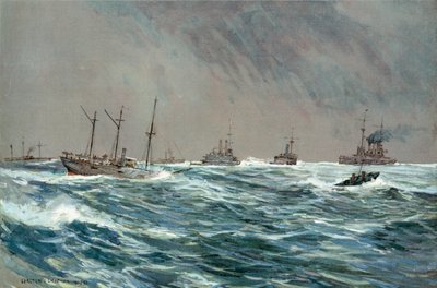 Amerikanske krigsskip i et blåst vær utenfor den cubanske kysten av Carlton Theodore Chapman