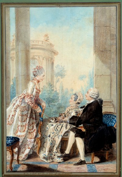 Monsieur og Madame de Saint Vast og Mademoiselle de Beauregard Akvarell av Louis Carrogis dit Carmontelle av Carmontelle