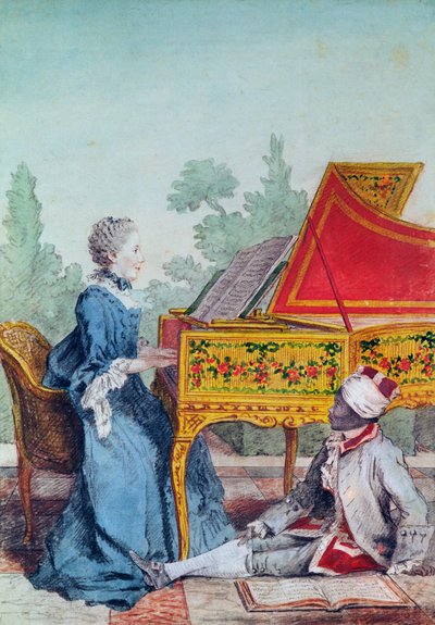 Portrett av Mademoiselle Desgots fra Saint-Domingue med slaven Laurent av Carmontelle