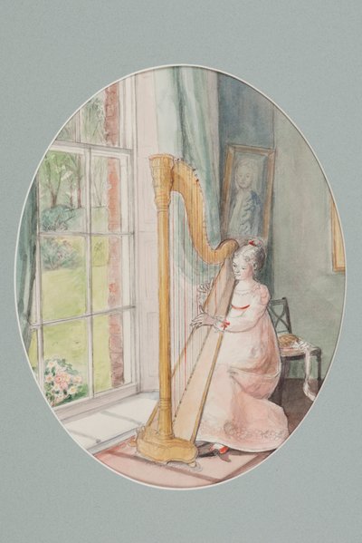A Young Woman with a Harp, 2009 (wc på papir) av Caroline Hervey Bathurst