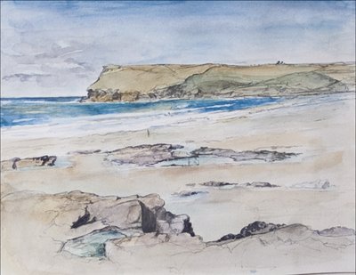 Polzeath and Pentire Head, 2007 (wc på papir) av Caroline Hervey Bathurst