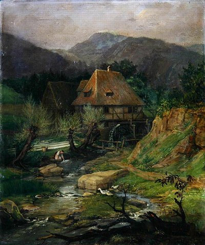Mølle nær Doernberg (olje på lerret) av Caroline von der Embde