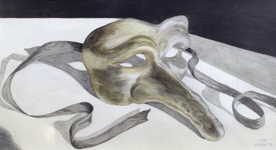 Carnival Mask II (blyant og akvarell på papir) av Carolyn Hubbard Ford