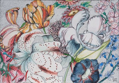 Blandede blomster, 1991 av Carolyn Hubbard Ford