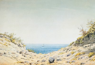 Utsikt gjennom en forsenkning mot havet av Caspar David Friedrich