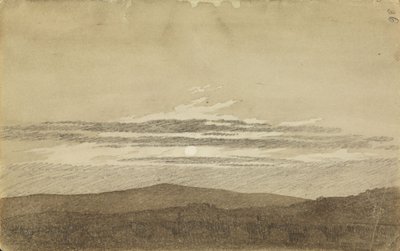 Fjellandskap i solnedgang av Caspar David Friedrich
