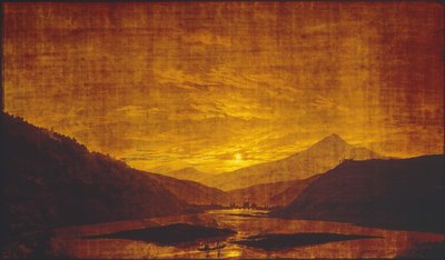 Elvelandskap om natten av Caspar David Friedrich