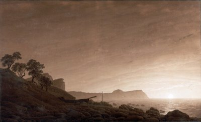 Utsikt over Arkona med månen som stiger av Caspar David Friedrich