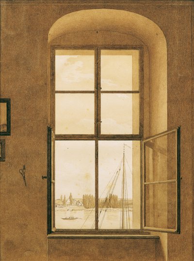 Utsikt fra vinduet i kunstnerens studio, høyre vindu av Caspar David Friedrich