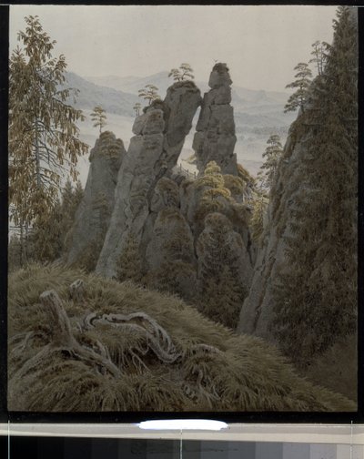 Porten til steinene i Neurathen (Tyskland). (Klippportene i Neurathen). Verk av Caspar David Friedrich (1774-1840), akvarell på papir, mellom 1826 og 1828. Tysk kunst fra 1800-tallet, romantikk. State Hermitage, St. Petersburg. av Caspar David Friedrich