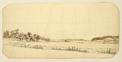 Lakeside, 1802-3 (penn og brunt blekk vask med blyant på papir) av Caspar David Friedrich
