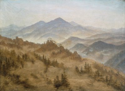 Landskap med Rosenberg i Bohemian Mountains av Caspar David Friedrich