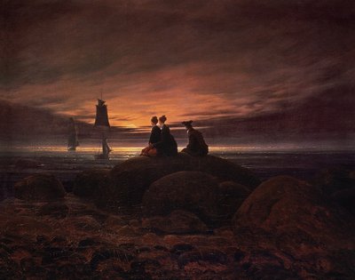 Månen stiger over havet av Caspar David Friedrich
