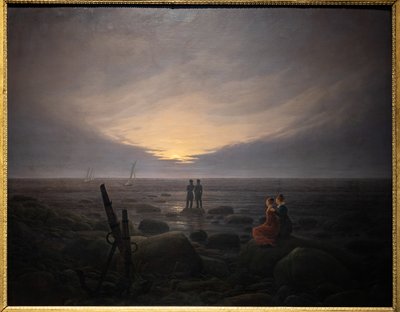 Månen stiger over havet (olje på lerret) av Caspar David Friedrich