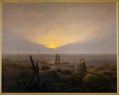 Måneoppgang ved kysten (olje på lerret) av Caspar David Friedrich