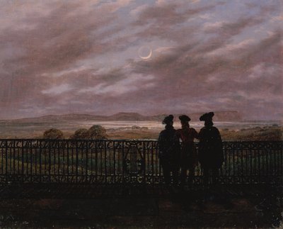 Poetene Vasily Andreyevich Zhukovsky (1783-1852), Sergeyevich Ivan Turgenev (1818-83) og Aleksandr Ivanovich Turgenev (ca. 1784-1846), sent på 1820-tallet (olje på lerret) av Caspar David Friedrich