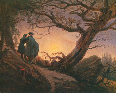 To menn som betrakter månen av Caspar David Friedrich